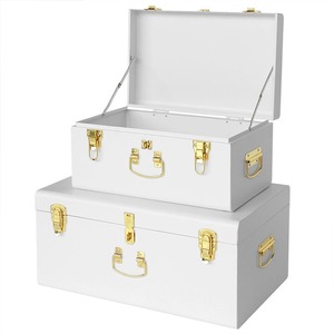 Eco-friendly <b>White</b> Set 2 Colorful Metal Storage Trunk Decorative Metal Trunk - Product Image 3