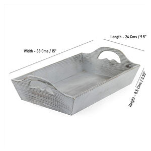 Plateaux Vintage gris rustique Plateau en bois de pin naturel avec poignées Accent décoratif de qualité supérieure pour la décoration de la maison et de la cuisine à bas prix - Product Image 3