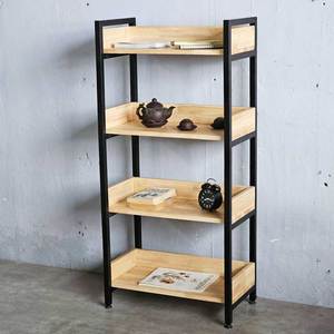 4-Tier Rubber Wood & Iron Frame Bookshelf 60x32x127cm for Living Room Office Organizer KS68076 - Product Image 5