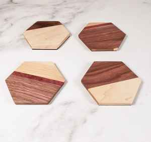 Juego de 4 Posavasos de Madera de Alta Calidad, Estilo Clásico Moderno, Hechos a Mano en India, con Incrustaciones de Hueso, Ecológicos y Personalizables, para Té y Café - Product Image 4