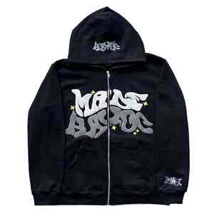 Les bases de la conception personnalisée avec fermeture éclair pour hommes les plus à la mode Sweat à capuche imprimé bouffant Sweat à capuche Boxy pour hommes - Product Image 3