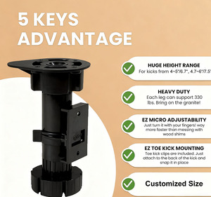 Divano PP ABS cucina piedi supporto in gomma mobile letto gambe piedini Base regolabile in plastica moderno bianco - Product Image 6