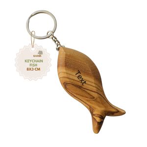 Personalized Eco-Friendly Olive Wood Fish Keychain 8 X 3 cm <b>Custom</b> Engraved Gravure Printed Christian <b>Key</b> Ring Handmade - Product Image 1