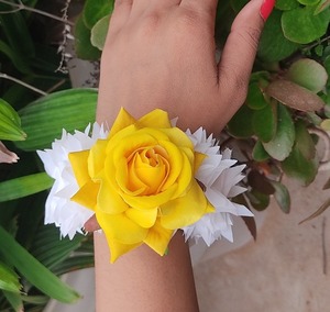 Romántico jazmín tela Rosa flor Gajra con cadena ajustable musulmán Nikah fiesta Favor mano pulsera mujer accesorio regalo - Product Image 6