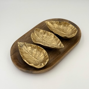 Elegante Tazón Decorativo con Diseño de Hojas, Tazón Decorativo de Aluminio para Comedor, Hogar, Cocina, Bodas, Fiestas, Servicio y Restaurantes - Product Image 5