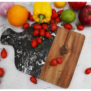 Tabla de cortar de madera y mármol gris, bloques de cortar rectangulares de gran tamaño para utensilios de cocina, verduras, frutas, carne, tabla de cortar - Product Image 5