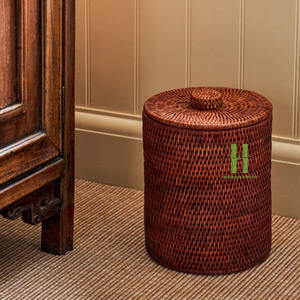 BEST SELLER Long-Lasting Rattan <b>Bathroom</b> Bin New Arrival Natural Rattan Waste Bin With Lid <b>for</b> Home Hotel <b>Storage</b> From Vietnam - Product Image 3