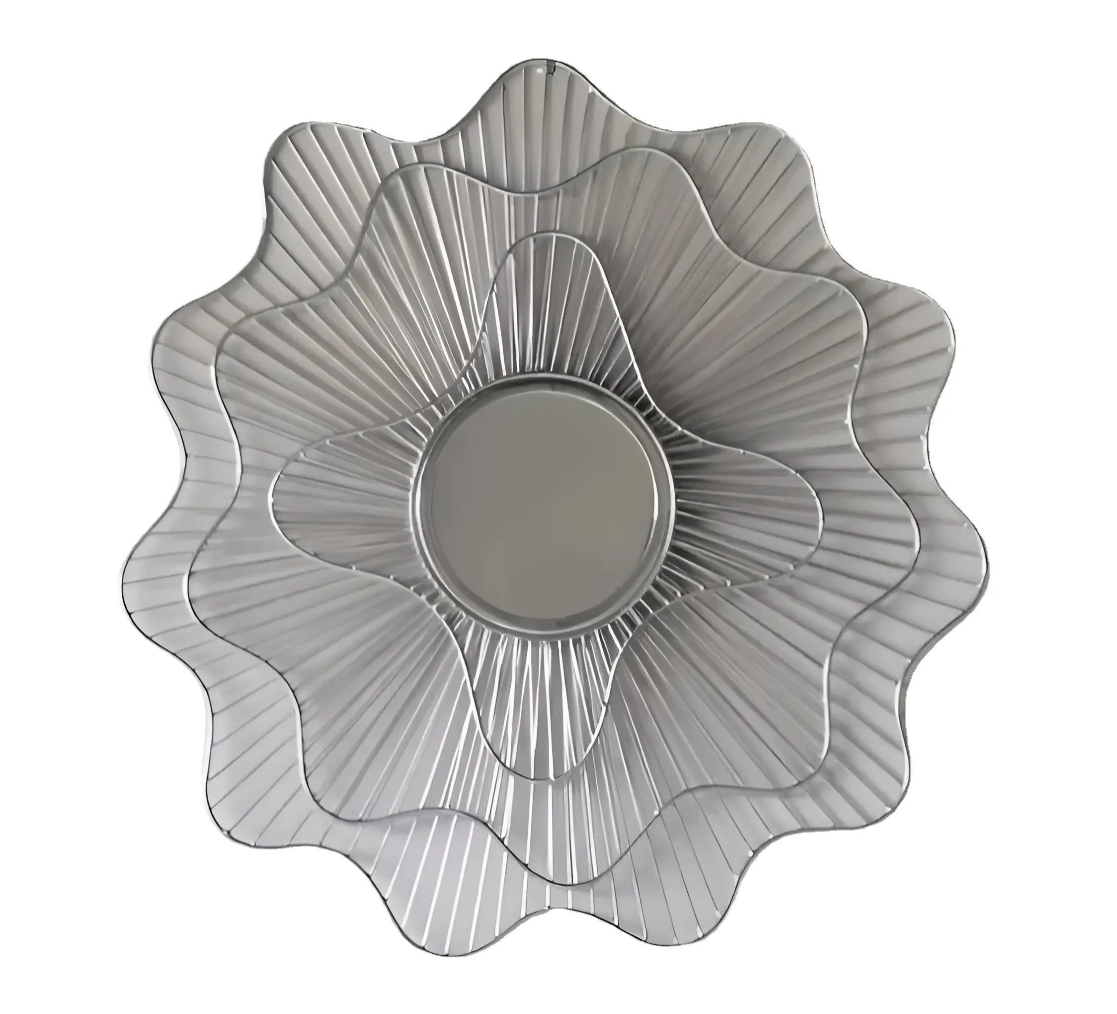 2024 Новое поступление серебряное металлическое настенное зеркало с порошковым покрытием классическое стильное дизайнерское зеркало для украшения дома роскошное настенное зеркало
