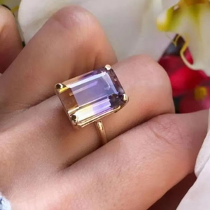 Handmade Silver Plated <b>Ring</b> <b>Indian</b> Natural Ametrine Stone Vintage Style Engagement <b>Ring</b> Third Party Certified Unisex Jewelry - Product Image 1