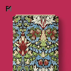 Tela de Algodón Suave Finemore 2025, Personalizada OEM ODM, Diseño William <span class=keywords><strong>Morris</strong></span> Vintage con <span class=keywords><strong>Flores</strong></span> Verdes, Follaje Naranja y Rojo, para Mujer - Product Image 6