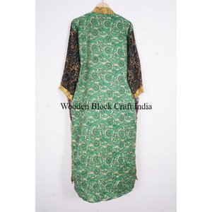 Magnifique kimono long en soie pure, couvre-maillot de plage, été, confortable, doux, motif floral, fermeture à cordon, vacances, femmes - Product Image 5