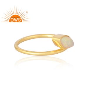 Latest Selling 925 Sterling <b>Silver</b> 18K Gold Plated Natural Ethiopian <b>Opal</b> Gemstone <b>Ring</b> Demi Fine Jewelry Manufacturer - Product Image 4