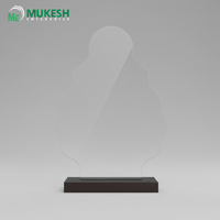 Trophée en acrylique gravé et poli, motif feuille élégante, de la marque Mukesh Enterprise, pour récompenses d'entreprise et équipes d'employés