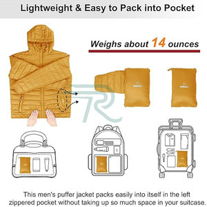 Razorts International Men's Winter Bomber <b>Jacket</b> Solid Color Stand Collar Zipper Front Windproof Nylon Casual Coat - Product Image 2