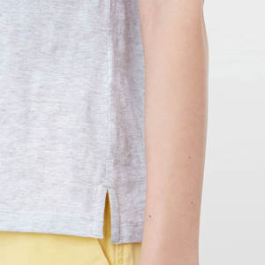 Camiseta Lisa Personalizada al por Mayor para Mujer, 100% Algodón, Manga Corta, Cuello Redondo, Estilo Casual de Verano, Básica, Holgada, Color Gris - Product Image 3