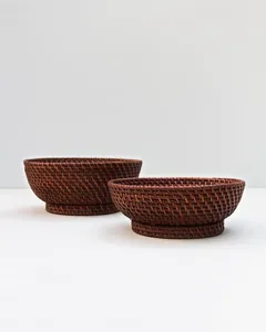 Rattan Food Serving <b>Bowl</b> in Elegant Design With Brown Finished Perfect for Weddings, Resort <b>Parties</b> and Home Usage - Product Image 1