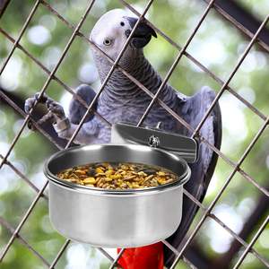 กรงนกสแตนเลสสำหรับให้อาหารนกถ้วยโลหะถูกสุขอนามัยพร้อมที่หนีบปลอดภัยทำความสะอาดง่ายทนทานการก่อสร้าง - Product Image 4