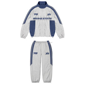 2025New grande taille en gros contraste couleur coupe-vent ensemble hommes haute qualité imperméable deux pièces coupe-vent ensemble pour homme - Product Image 1