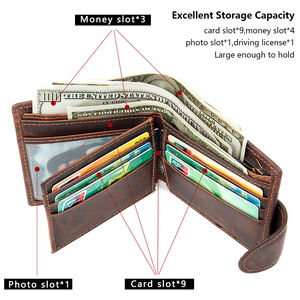 Portefeuille pour homme rétro minimaliste original, porte-monnaie à fermeture éclair, porte-cartes, portefeuille en cuir véritable pour homme - Product Image 3