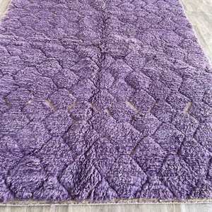 Hermosas alfombras estampadas en zigzag de Color púrpura puro patrón de impresión de bloque de mano Dhurries 100% alfombra bordada para decoración del hogar - Product Image 3