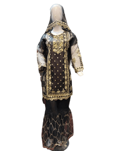 Vente en gros de robe Sharara respirante prête à l'emploi pour femmes costumes à motifs brodés en dentelle pailletée fantaisie pour les clubs de fêtes - Product Image 4