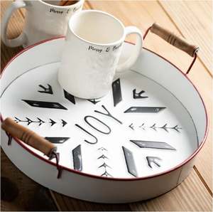 Plateau de service de table basse en métal blanc pour la décoration de la maison hôtel restaurant bar ustensiles de cuisine décor de table fabriqué en Inde vente en gros - Product Image 2