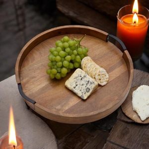 Chất Lượng Cao Bằng Gỗ Phục Vụ Khay Với Sắt Xử Lý 11 Inch Vừa Nâu Mộc Mạc Trang Trí Bàn Cà Phê Platter Cho Nhà Sử Dụng - Product Image 4