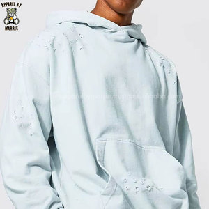 เสื้อฮู้ดดี้ผู้ชายแบบใหม่ สไตล์ดิสเทรส ผ้าฝ้ายทรงโอเวอร์ไซส์ สำหรับลุคสบายๆ สไตล์คนเมือง มีจำหน่ายออนไลน์ - Product Image 4