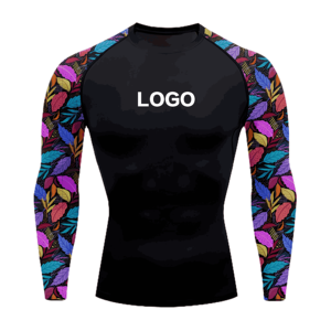 High Quality Printed Colorful <b>Long</b> <b>Sleeve</b> <b>Men's</b> MMA Rush Guard <b>Top</b> Quality Compression <b>Gym</b> Shirts MMA Fitness <b>Men</b> Rush Guards - Product Image 3