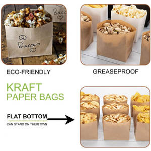Bolsas de papel marrón para aperitivos, bolsas de papel Kraft a prueba de grasa, reciclables y biodegradables, bolsas de papel marrón pequeñas para palomitas de maíz - Product Image 4
