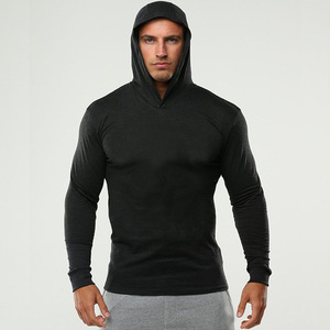 Manufacturer Supply Custom Summer 100% Cotton <b>Long</b> <b>Sleeve</b> Fitness Sports <b>Men</b> <b>Tops</b> <b>Gym</b> Hoodies - Product Image 1