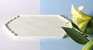 Bandejas de servicio de mármol rectangulares blancos de lujo naturales al por mayor personalizadas mármol blanco de alta calidad - Product Image 2