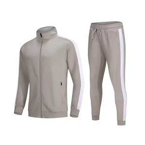Nouvelle mode pour hommes ensemble deux pièces à motif solide entraînement décontracté polyester imperméable Trinda survêtements grande taille pour le printemps - Product Image 1