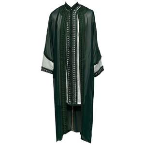 Djellaba Marocaine Homme 3 Pièces, Abaya en Soie à Manches Longues, Anti-Fronce, Broderie Faite Main, Robe de Prière et de Fête de Haute Qualité - Product Image 2