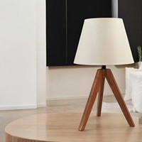 Lámpara de mesa de madera pura hecha a mano con pantalla de tela y acabado negro Ideal para el hogar moderno y la Decoración de mesa de eventos