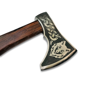 Venta al por mayor, personalizado, de calidad superior, servicio OEM y ODM, mango de madera forjado por caída, acero de Damasco alto, hacha, hoja de grabado - Product Image 6