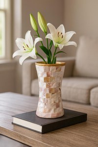 แจกันโมเสคแก้วทรงสูงลายมุกสมัยใหม่ เป็นมิตรกับสิ่งแวดล้อม - Product Image 4