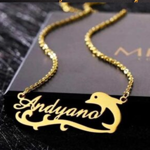 Dauphin conçu pendentif personnalisé avec nom plaqué or collier pendentif bijoux pour femmes et hommes disponibles à bas prix - Product Image 1