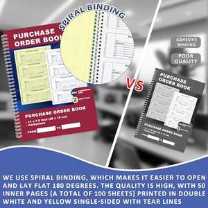 Bestellbuch 7,5 x 11 Zoll 2-teilig Durchschreibeformular Spiralgebundene Bestellformulare Quittungsbuch Rechnungsbuch 100 Blätter - Product Image 4