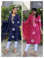 Berat Shibori dan bordir kerja Kurti dengan Dupatta untuk pesta pernikahan Outdoor Wear tersedia dengan harga grosir