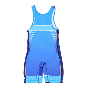 KATERSOS Men Wrestling Singlet <b>Blue</b> Adjustable Strap Sleeveless Regular Fit Moisture Wicking Breathable 100% Cotton Eco-Friendly - Product Image 2