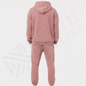 Conjunto Deportivo Personalizado de Alta Calidad en Algodón French Terry, Pantalones Deportivos Acampanados y Sudadera con Capucha, Estilo Urbano, Lavado Ácido, Ropa Deportiva para Gimnasio - Product Image 2