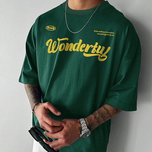 Camiseta de manga corta para hombre, 200 g, algodón, cuello redondo, color sólido, estilo simple, holgada, informal, en oferta, camisetas lisas para hombre - Product Image 1