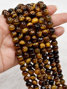 Populares Cuentas Redondas Lisas de Ojo de Tigre Amarillo de 8MM, Piedras Preciosas Naturales Sueltas al por Mayor - Product Image 2