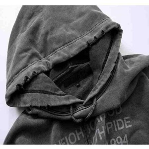 Nouveau Hoodie Homme Printemps 2025 – Coupe Classique, 100% Coton, Imprimé Numérique, Brodé, Effet Vieilli, Écologique et Respirant - Product Image 4