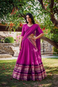 Beautiful Pure Chanderi Lehenga Choli with Plain Zari Weaving Work Border Perfect for Weddings Festival Traditional Celebrations - Product Image 3