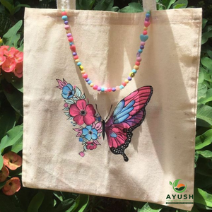 Bolso de lona Ayush con patrones geométricos abstractos para adultos jóvenes y mujeres con logotipo personalizado para vacaciones en la playa - Product Image 5
