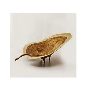 Plateau et plateau en cuivre plaqué en forme de feuille de plat en aluminium de cuisine et de table de conception fantaisie pour le service et la décoration - Product Image 5