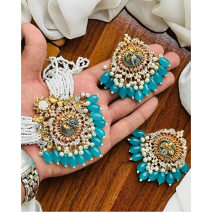 Ethnic <b>Indian</b> Traditional 18K Gold Plated Kundan Wedding Party Bridal <b>Jewellery</b> <b>Set</b> Earrings & Choker Necklace Jewelry for Women - Product Image 5