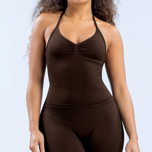 Set Sportivo da Donna 2 Pezzi Traspirante, Top Canotta con Scollo a V e Schiena Scoperta, Leggings Senza Cuciture a Vita Alta - Product Image 6